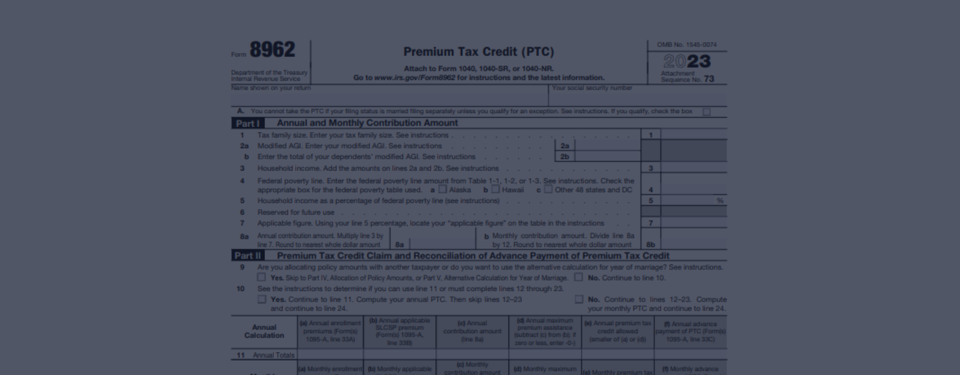 Tax Form 8962 ⮚ Printable IRS 8962 Form for 2023, Instructions & Free